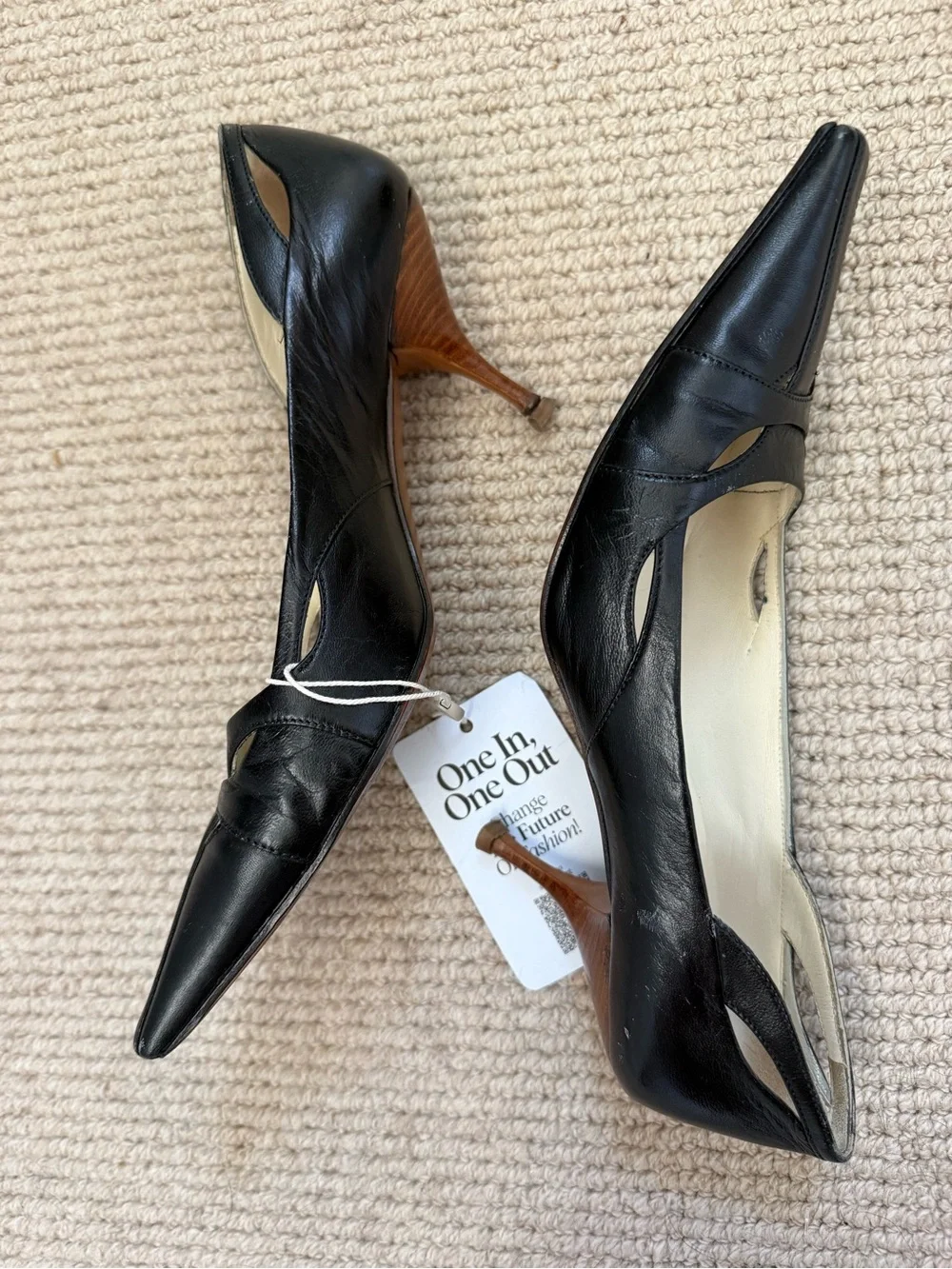 Prada Black Leather Pointed-Toe Heels